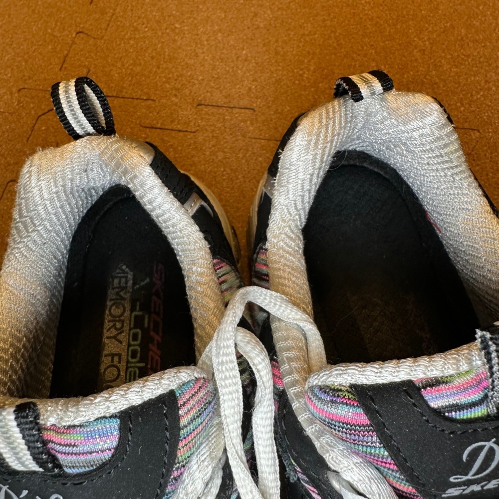 Skechers D'Lites Sneakers Womens 7.5 Black Multi Color Stripe Leather 11978 BKMT - Picture 7 of 11